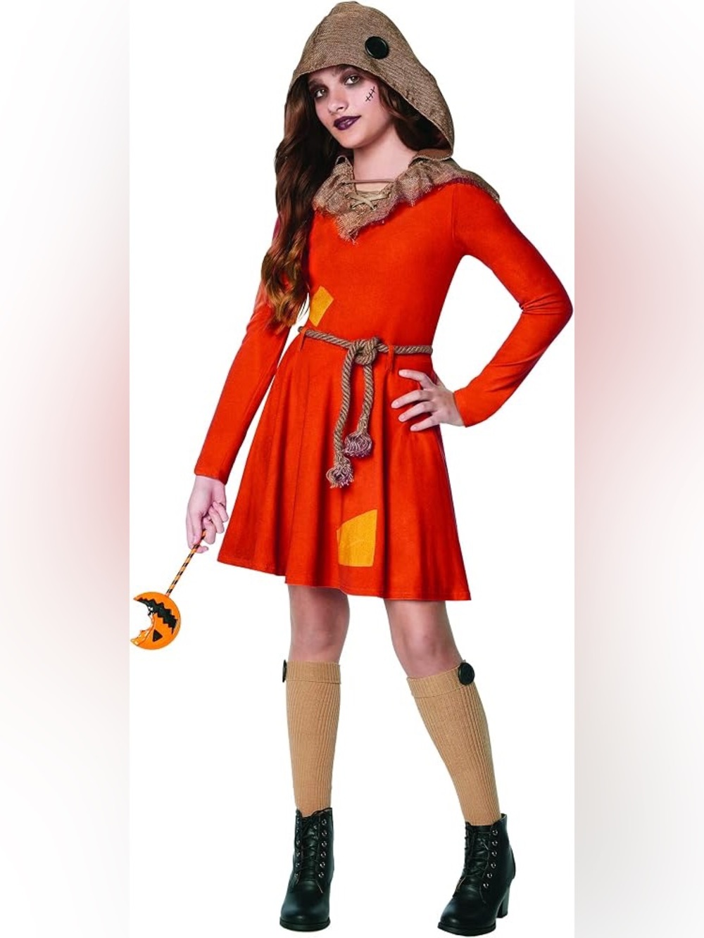 Kids Orange Patch Scarecrow Costume Dress by